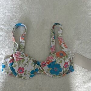 Musera Floral Bikini Top with Blue and Green Accents